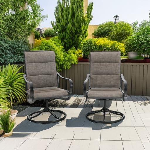 Brown Swivel Patio Chairs Set of 2