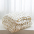 Chunky Knit Cream White Throw Blanket