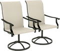 Beige Mesh Swivel Patio Chairs Set of 2