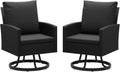 PE Rattan Black Swivel Patio Chairs Set of 2