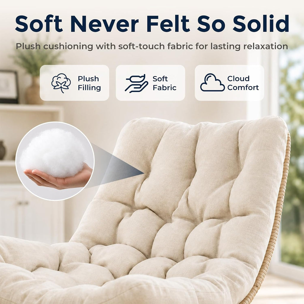 Beige Wicker Swivel Egg Patio Chair