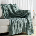 Cable Knit Sage Green Throw Blanket