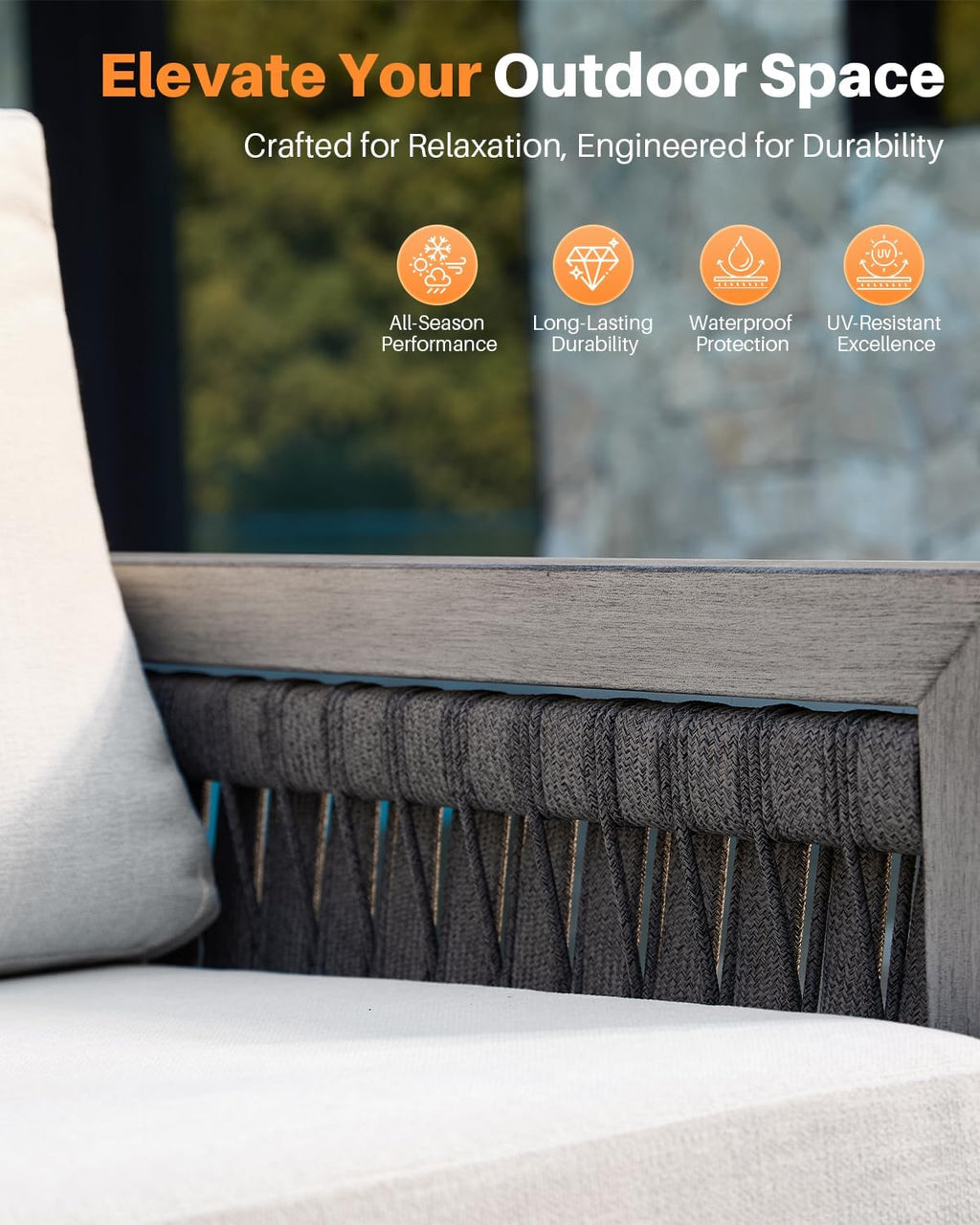 Aluminum Rope Swivel Patio Chair Gray Oak