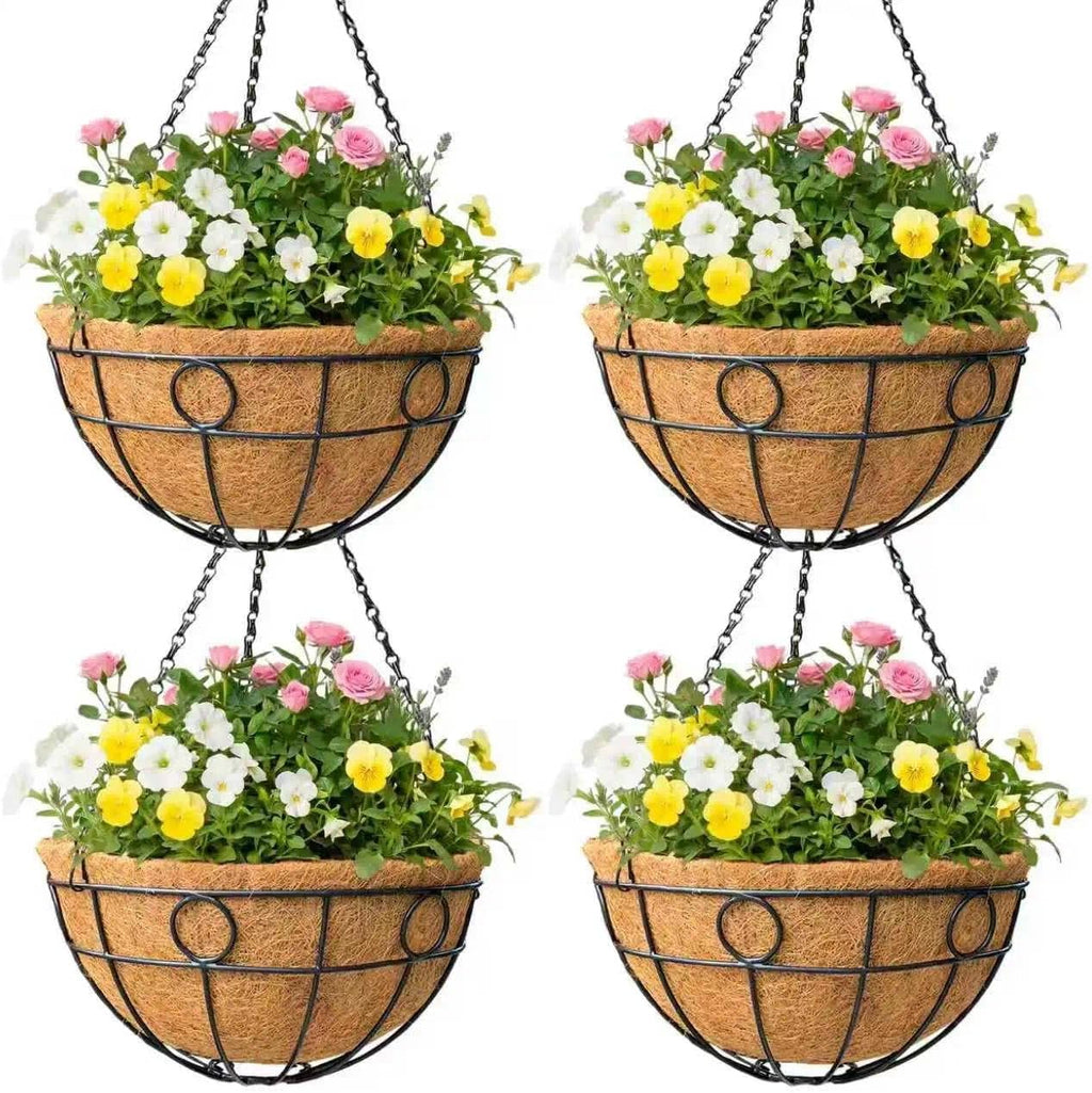 Black Metal Hanging Planter Baskets 4 Pack