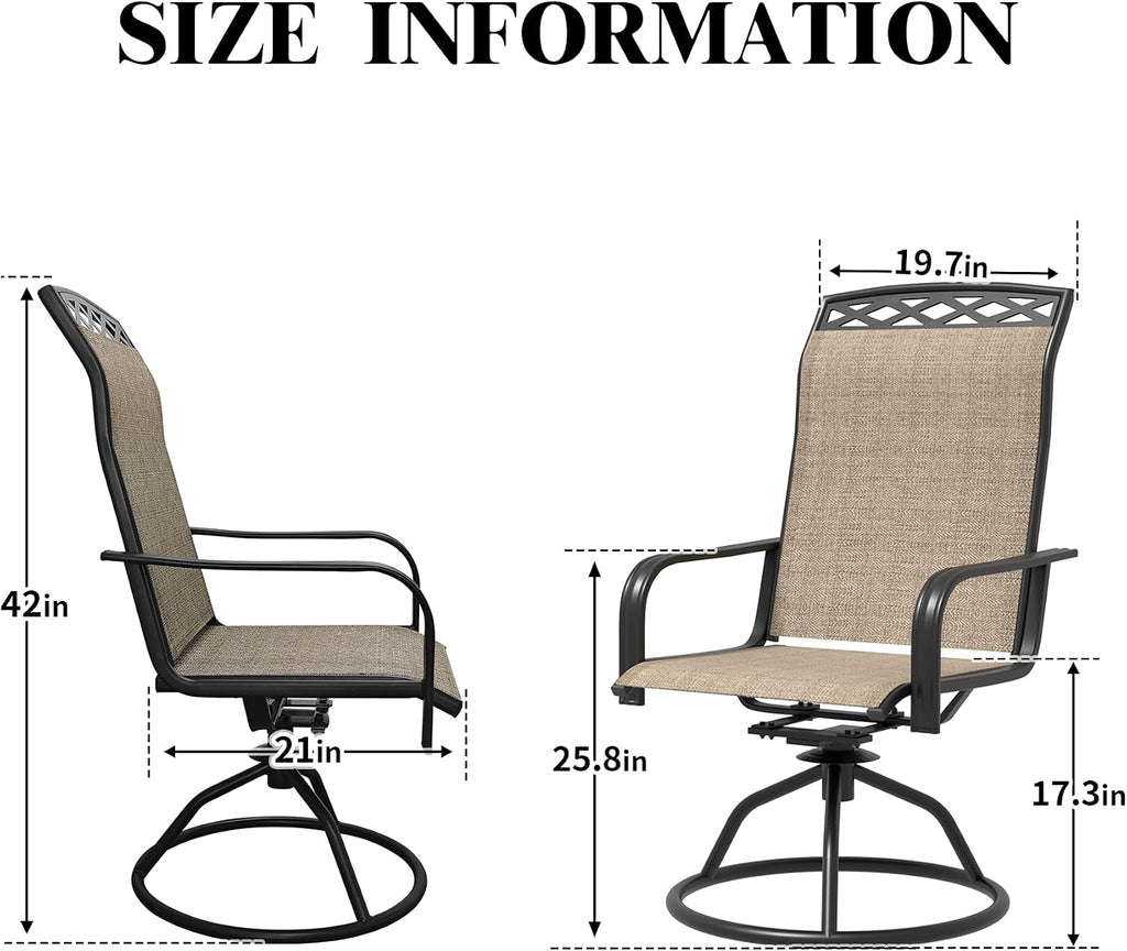 Textilene Swivel Patio Chair U Brown