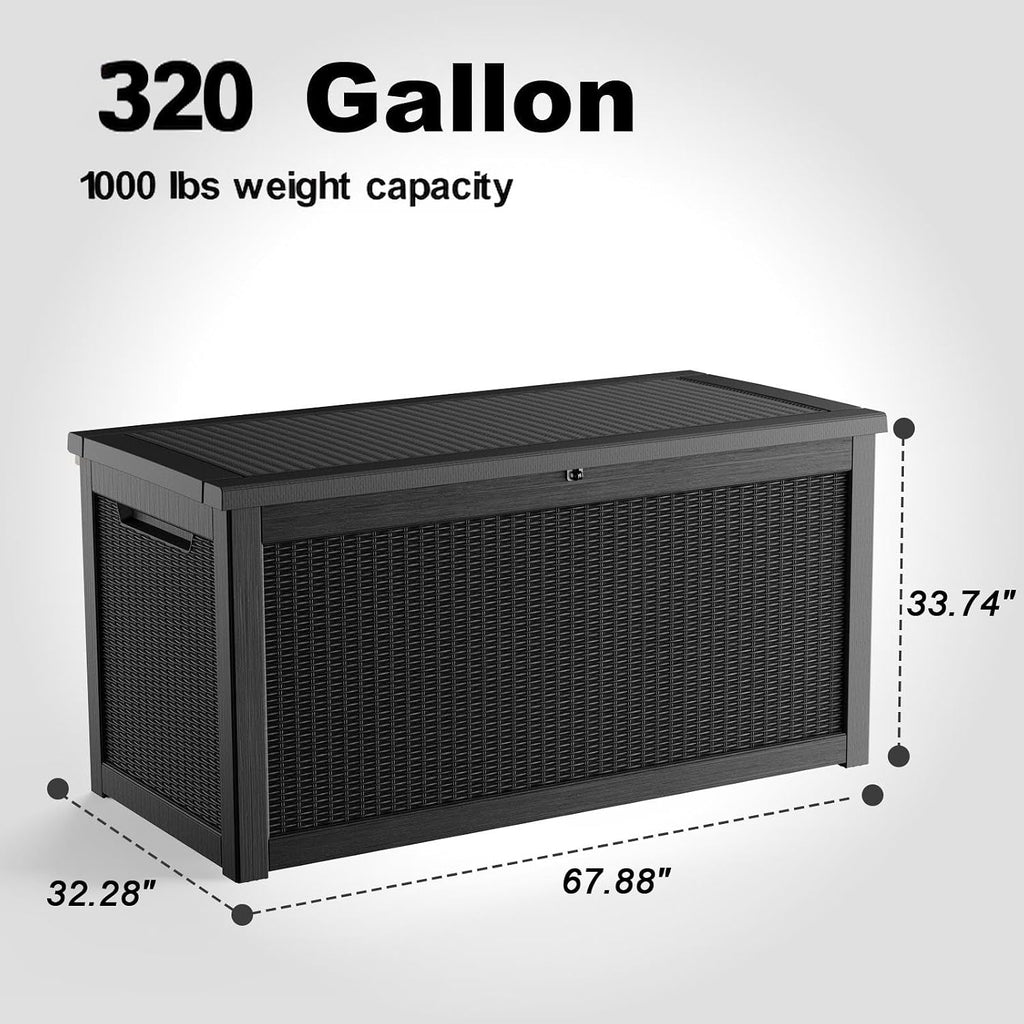 320 Gallon Black Outdoor Storage Box