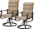 Brown Textilene Swivel Patio Chairs Set of 2