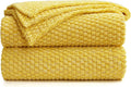Cotton Knitted Yellow Throw Blanket