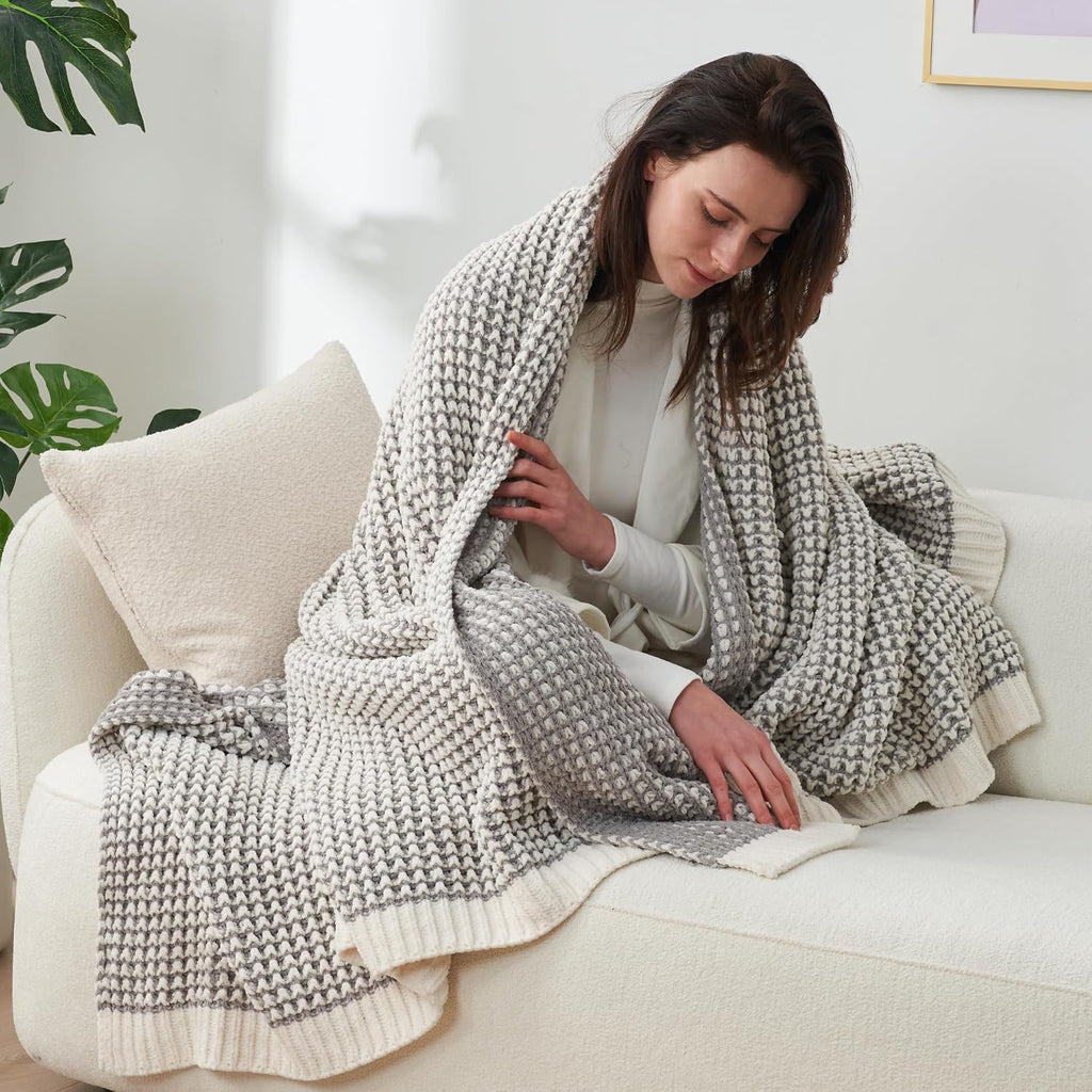 Gray Chenille Throw Blanket
