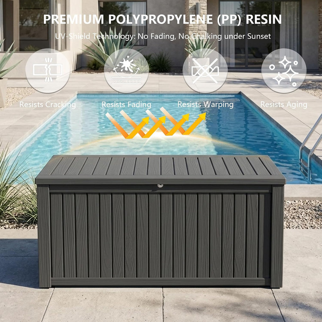 200 Gallon Black Outdoor Storage Bench Box