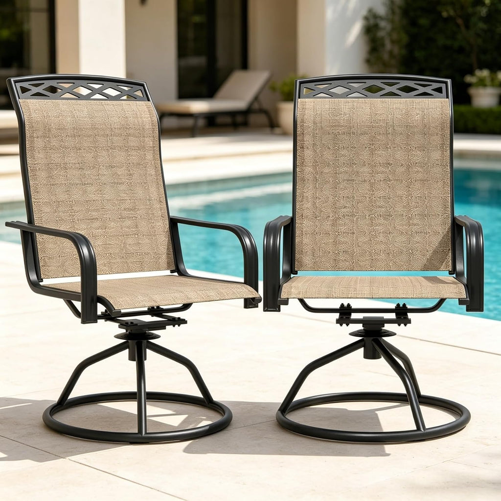 Textilene Swivel Patio Chair U Brown