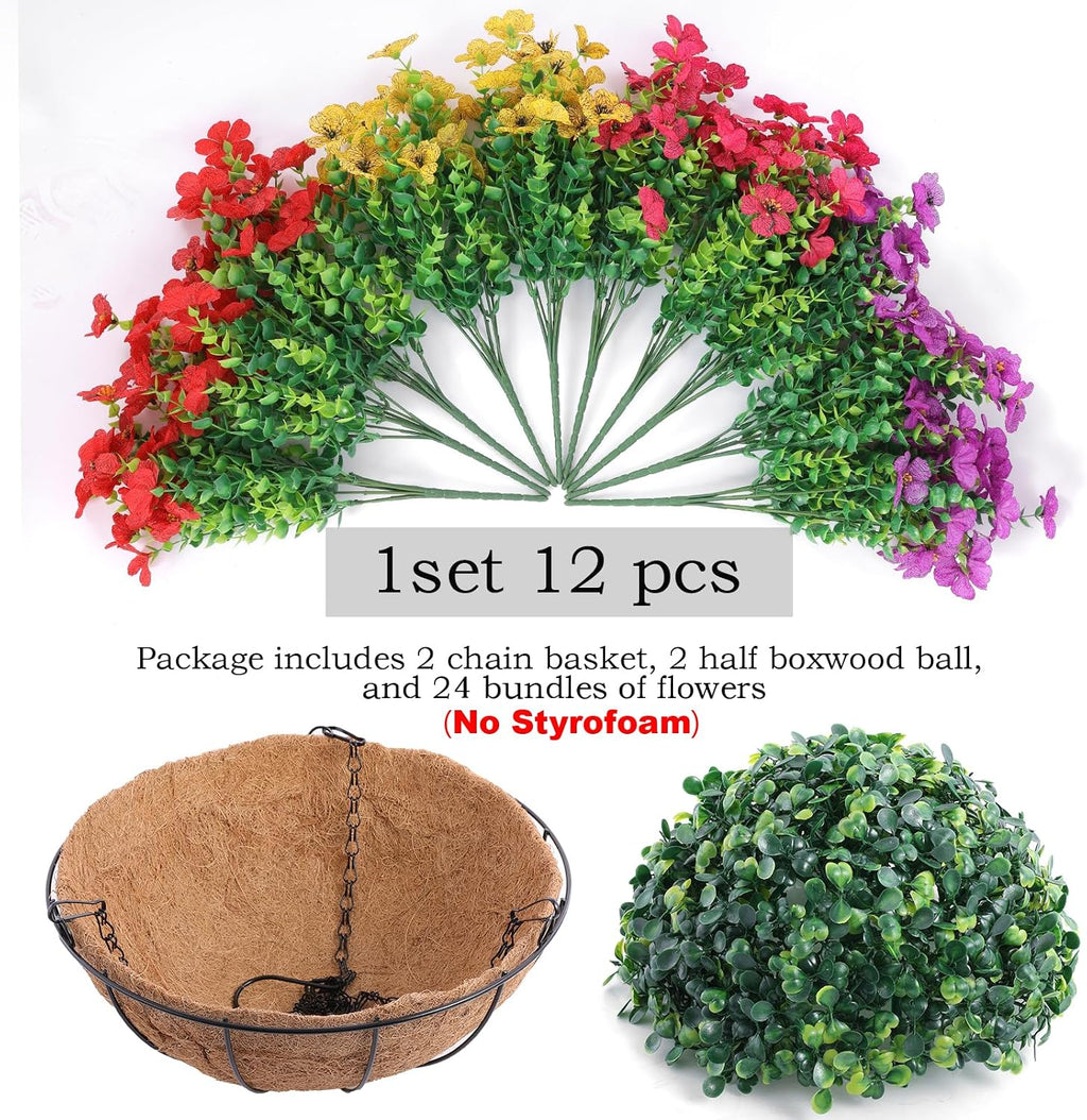 2 Set Multicolor Artificial Hanging Flower Baskets