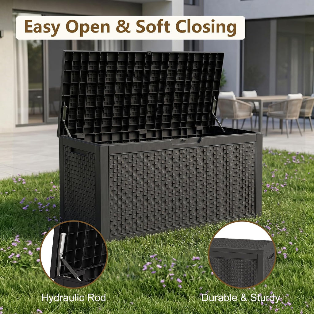140 Gallon Black Outdoor Storage Box