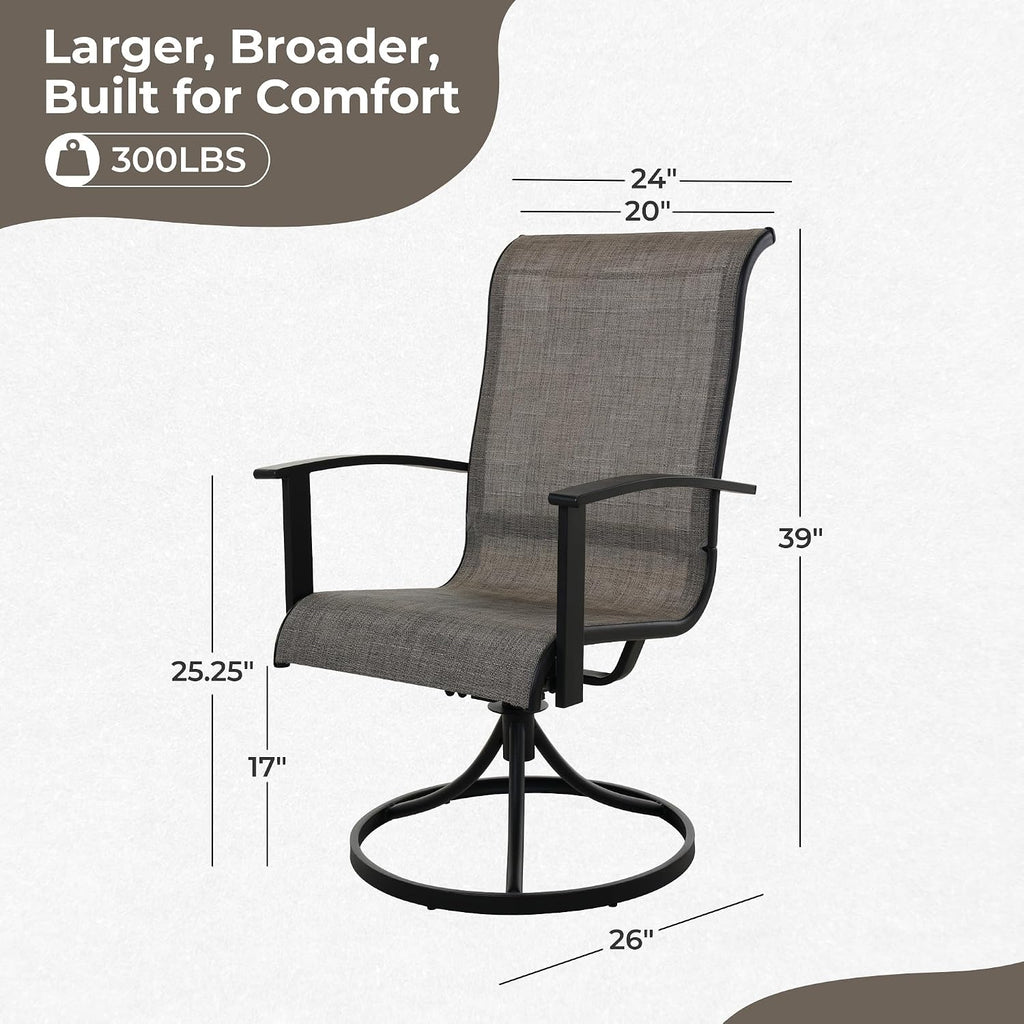Mixed Coffee Swivel Patio Chairs Set of 4