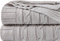 Cotton Cable Knit Silver Grey Throw Blanket