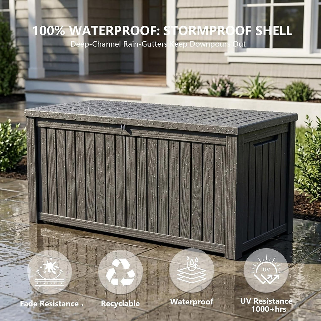 200 Gallon Black Outdoor Storage Bench Box