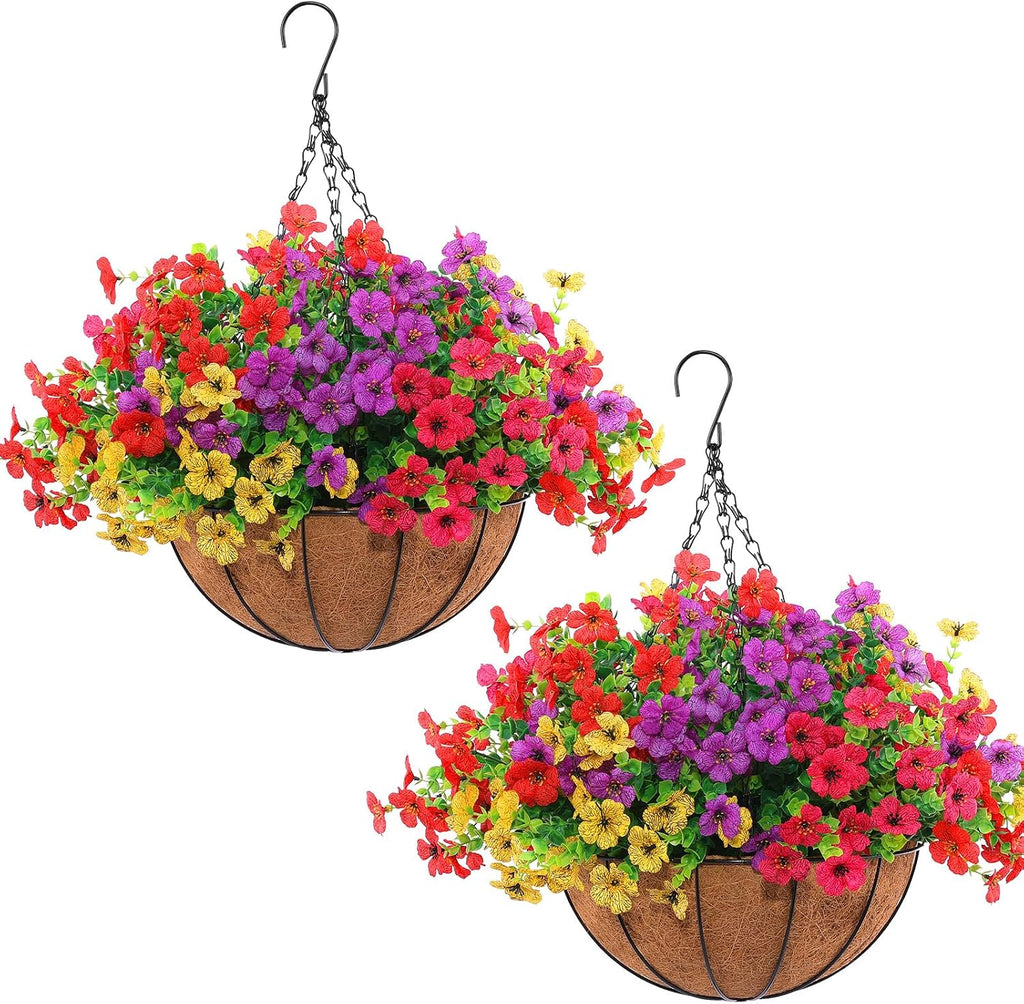 2 Set Multicolor Artificial Hanging Flower Baskets