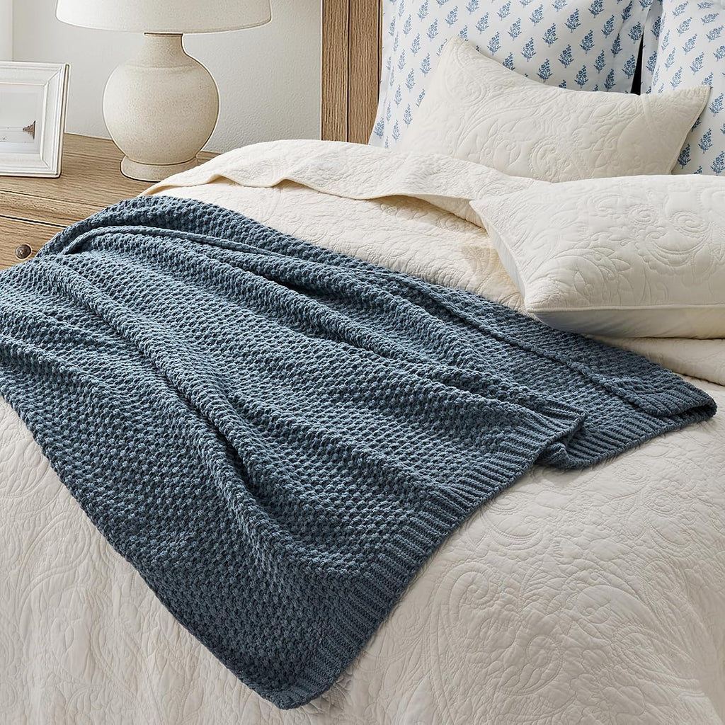Chunky Chenille Stormy Blue Throw Blanket