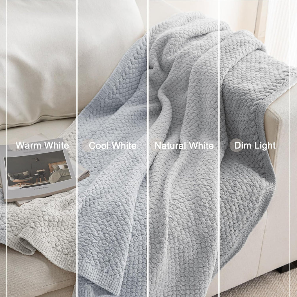 Chunky Chenille Light Grey Throw Blanket