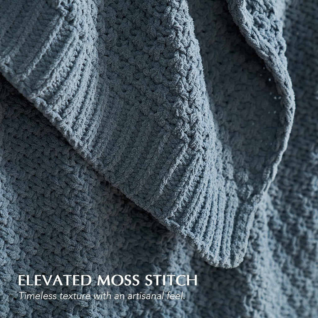 Chunky Chenille Stormy Blue Throw Blanket