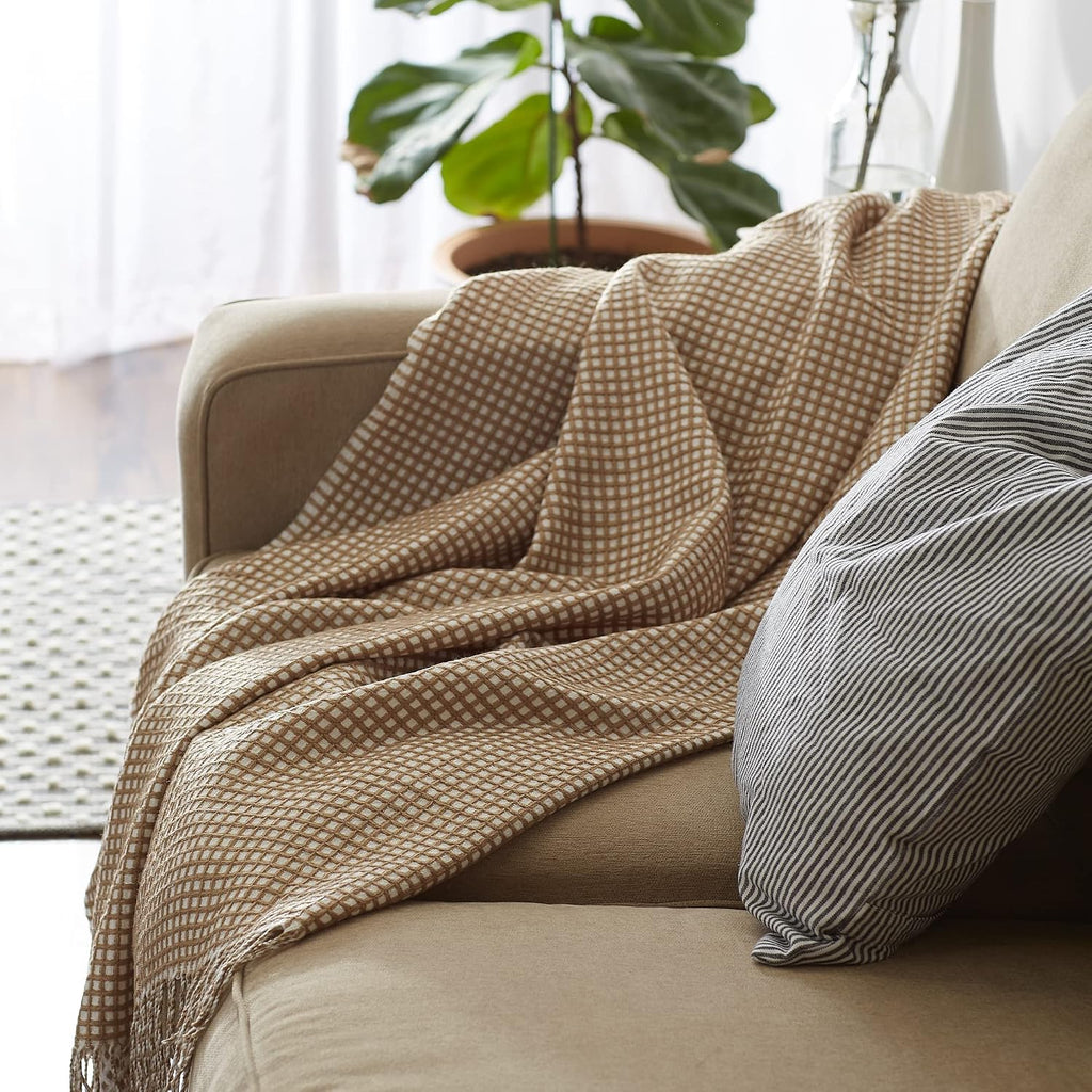 Waffle Knit Stone Throw Blanket