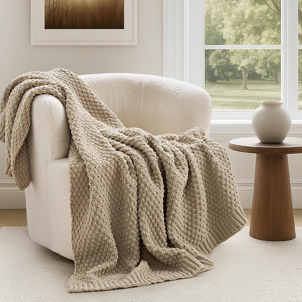 Chunky Chenille Sand Dune Throw Blanket
