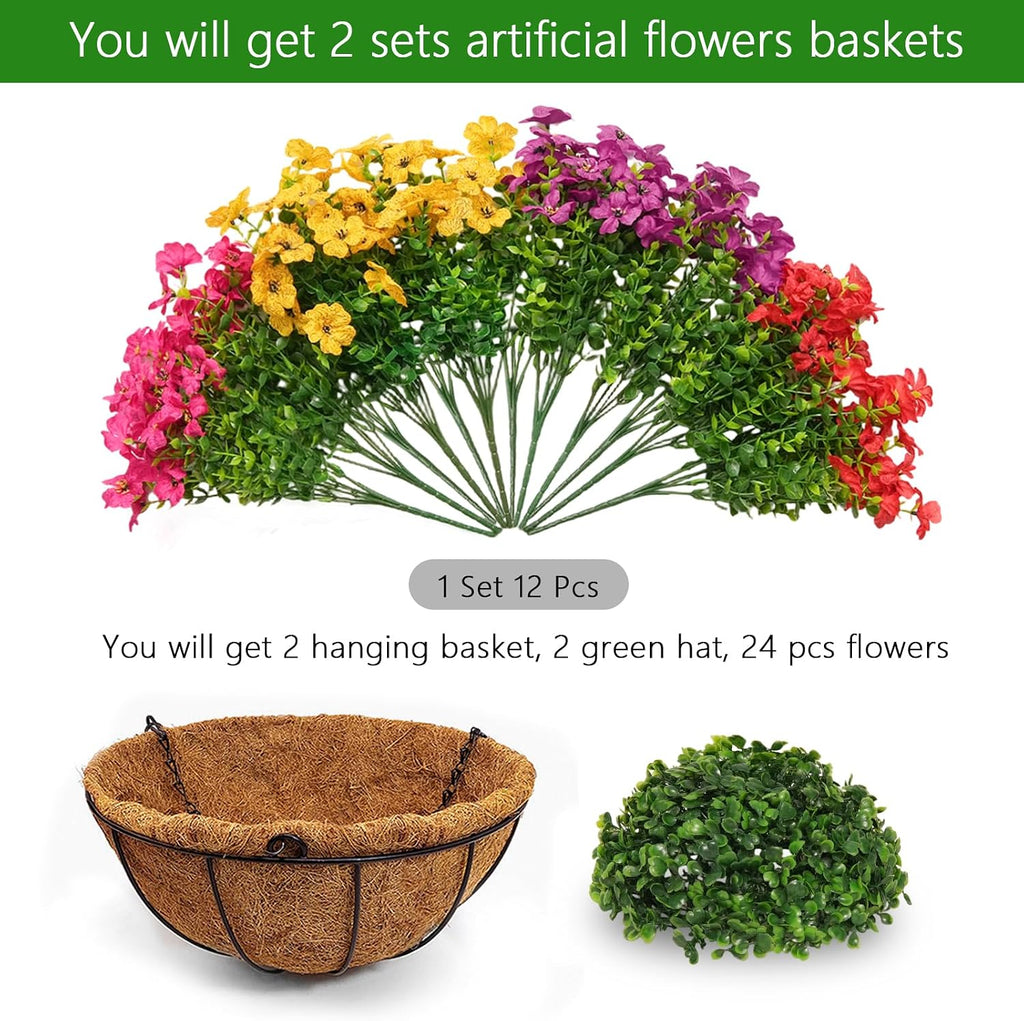 Artificial Hanging Flower Baskets 2 Set