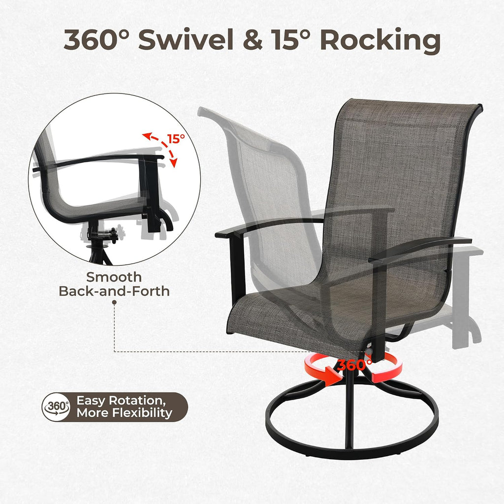 Mixed Coffee Swivel Patio Chairs Set of 4