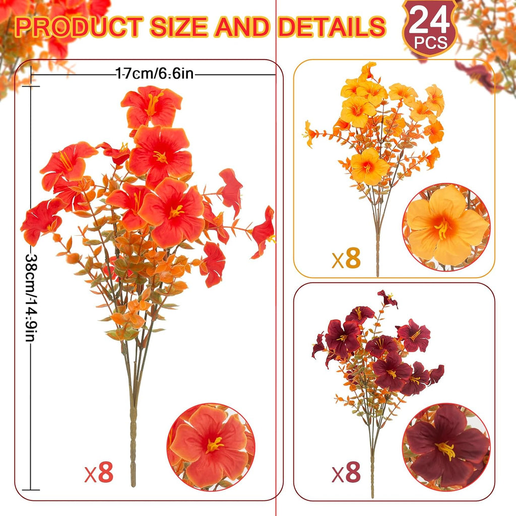 Orange Artificial Fall Hanging Flower Baskets 2 Set