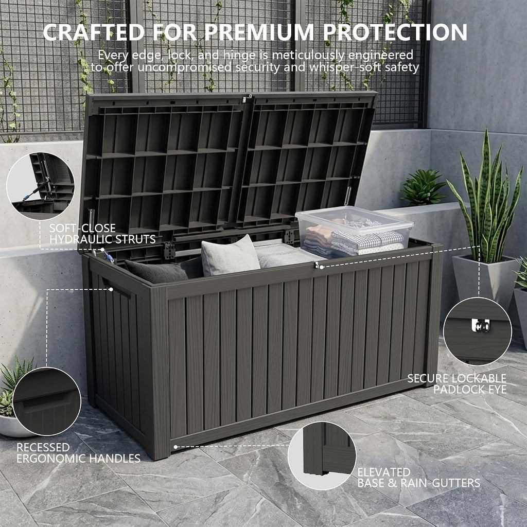 200 Gallon Black Outdoor Storage Bench Box