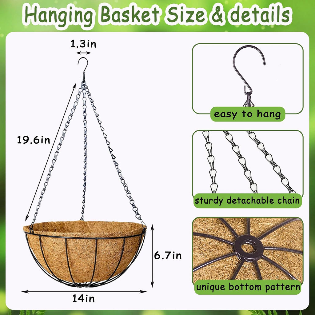 14 Inch Metal Hanging Baskets 4pcs