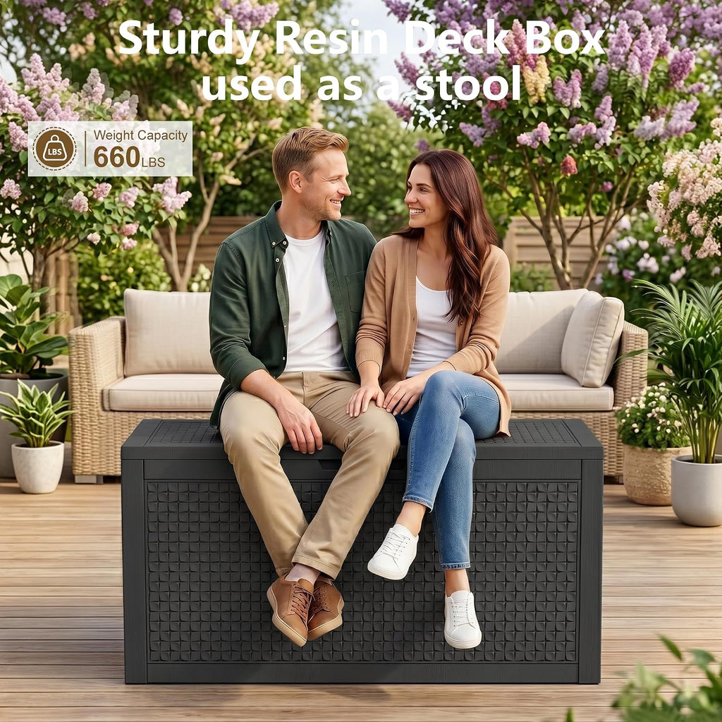 140 Gallon Black Outdoor Storage Box