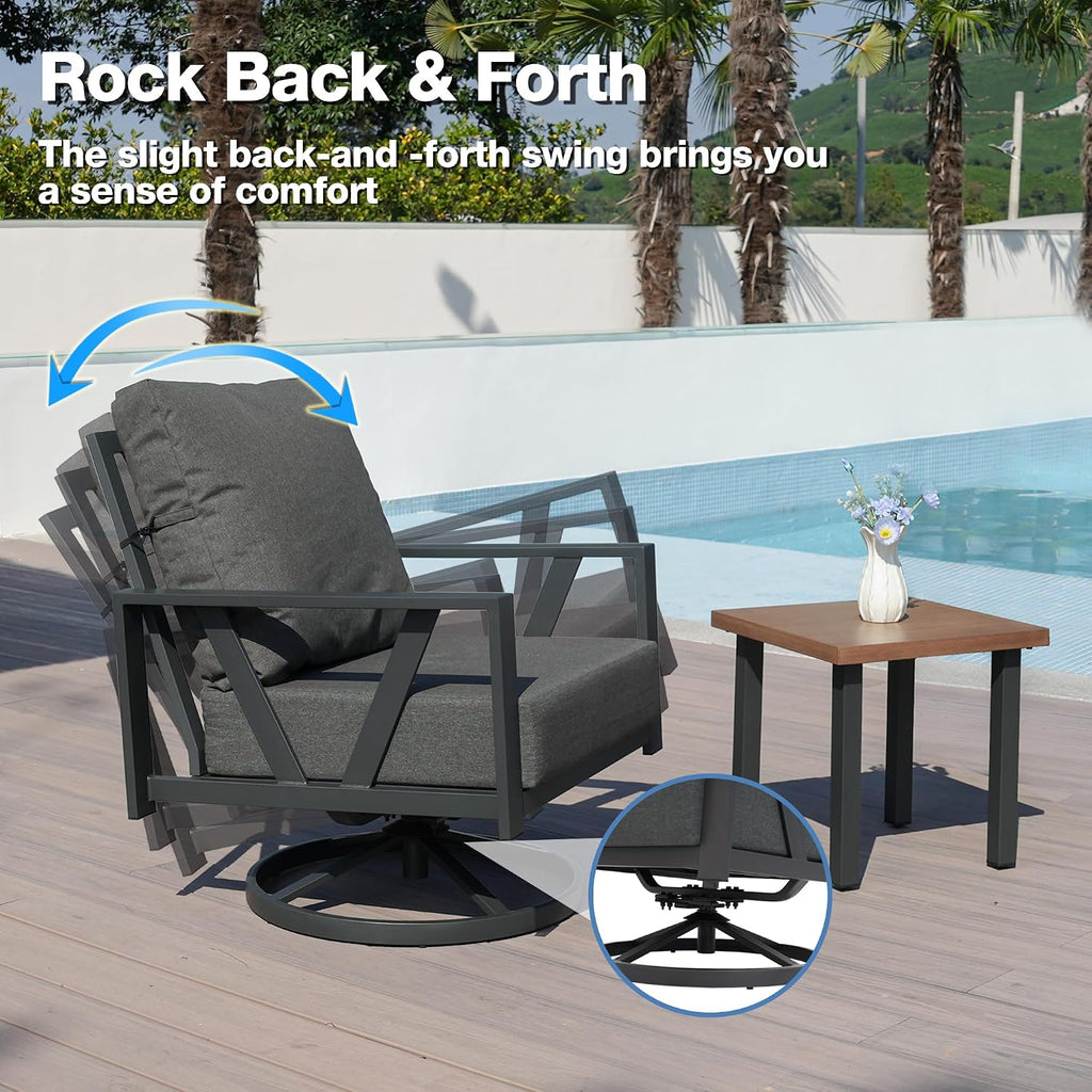 Grey Swivel Patio Chairs Set of 2