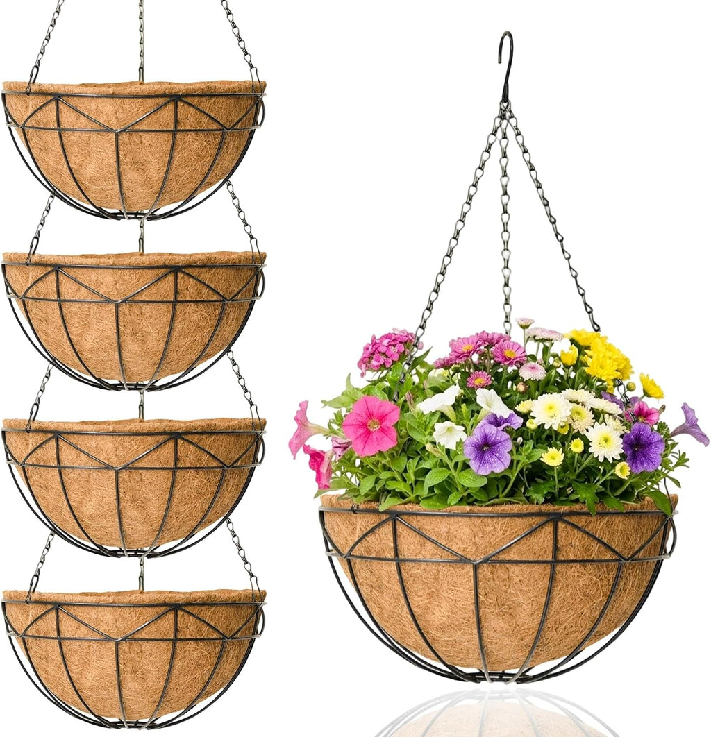 Black Geometric Hanging Baskets 4 Pack
