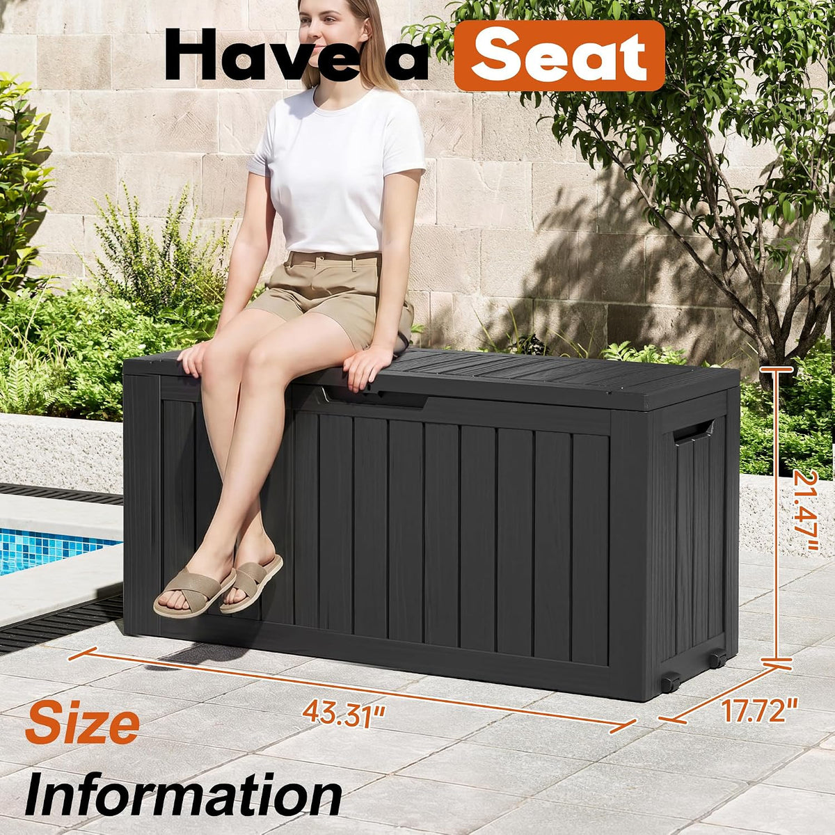 85 Gallon Black Resin Outdoor Storage Box