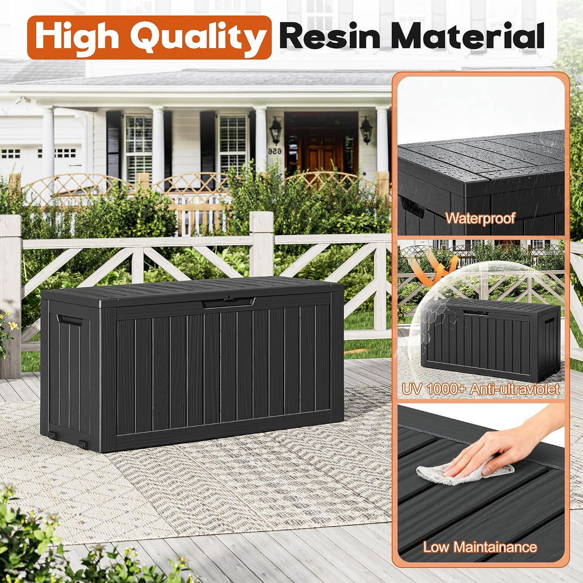 85 Gallon Black Resin Outdoor Storage Box