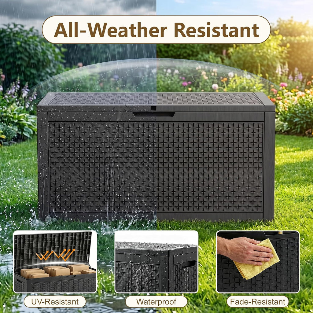 140 Gallon Black Outdoor Storage Box