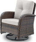 PE Wicker Brown Beige Swivel Patio Chairs