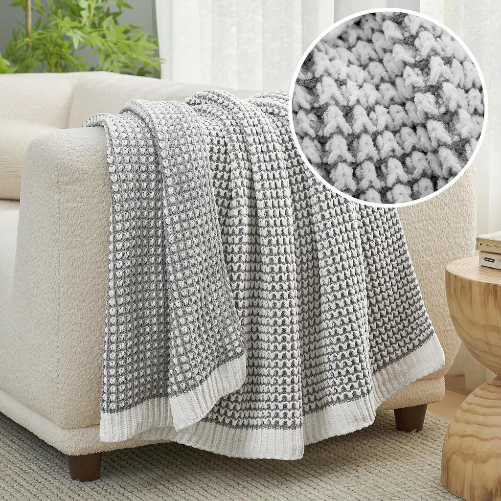 Gray Chenille Throw Blanket