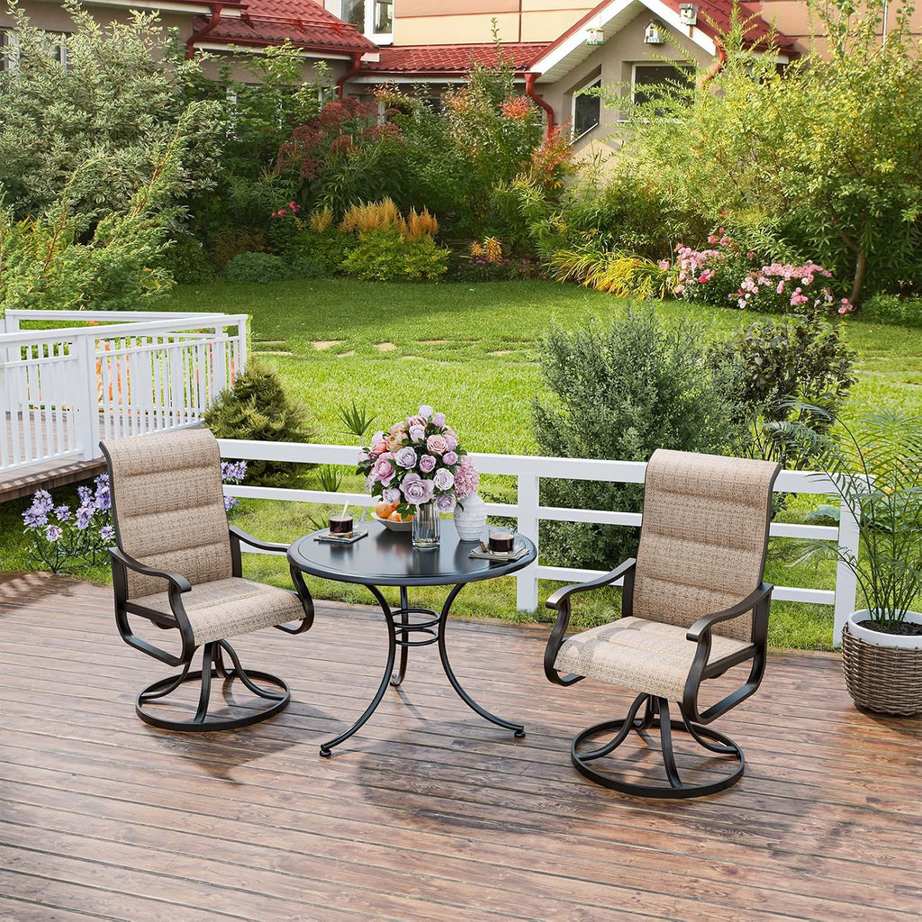 Brown Textilene Swivel Patio Chairs Set of 2