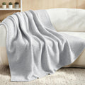 Chunky Chenille Light Grey Throw Blanket