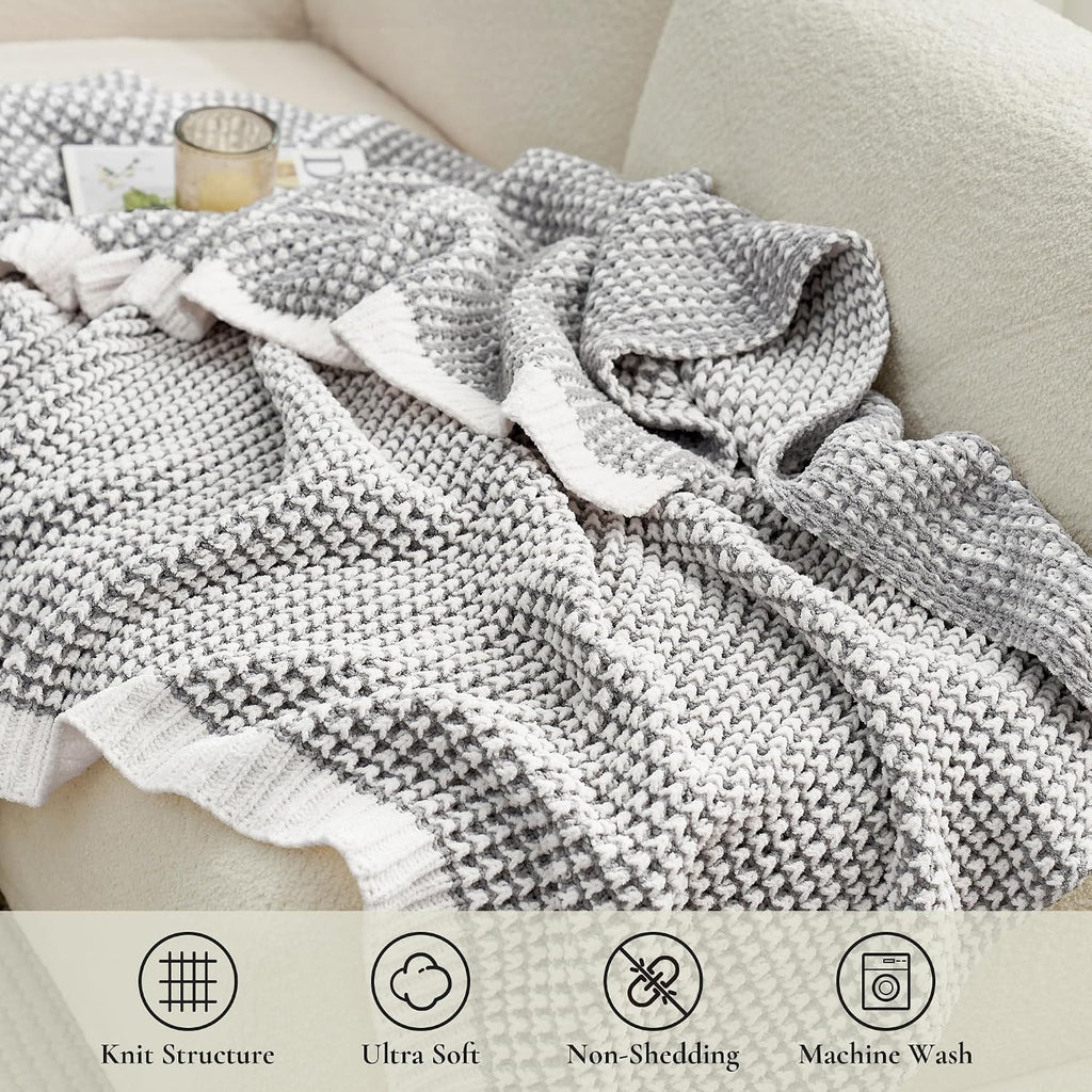 Gray Chenille Throw Blanket