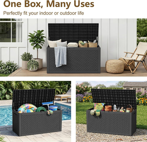 140 Gallon Black Outdoor Storage Box