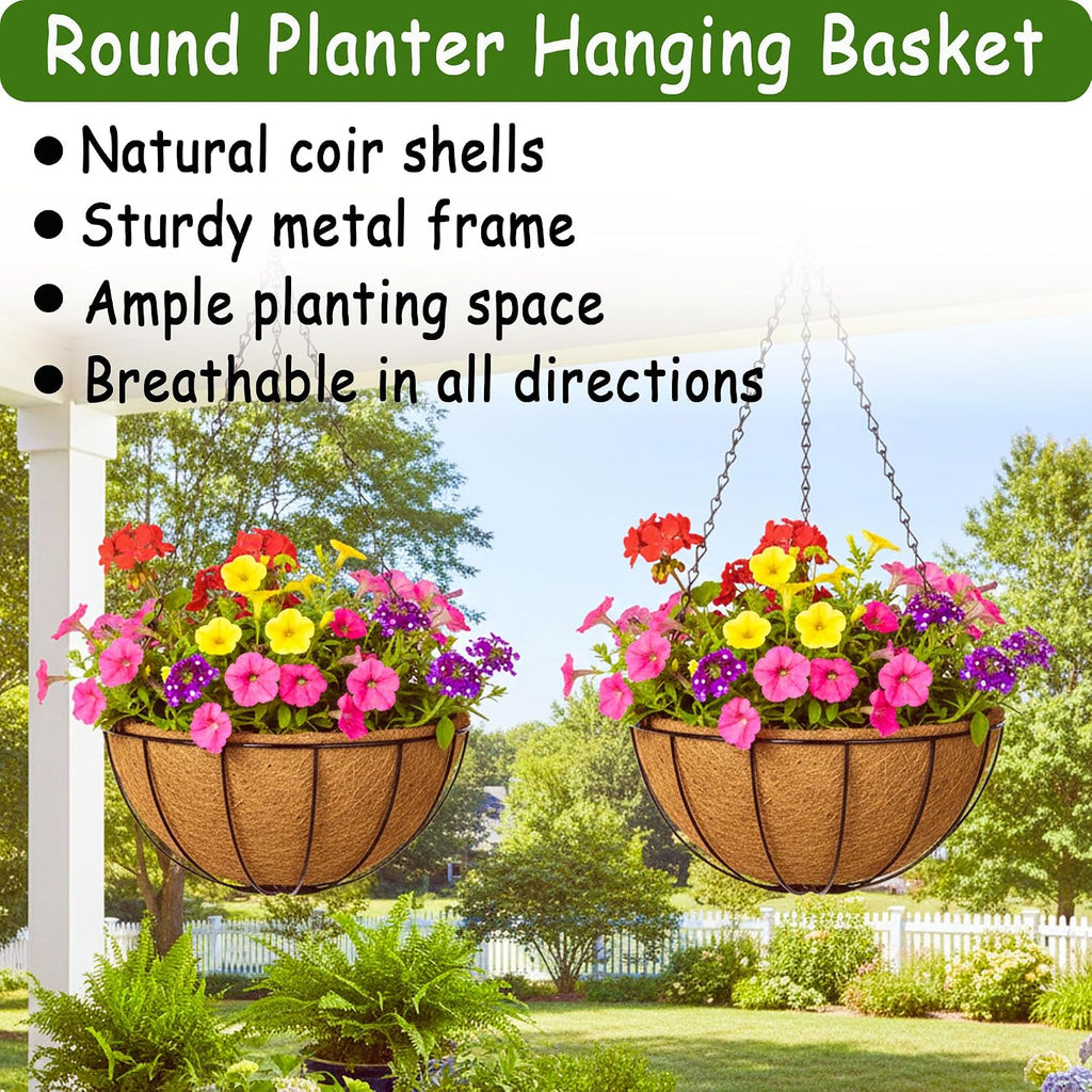 14 Inch Metal Hanging Baskets 4pcs