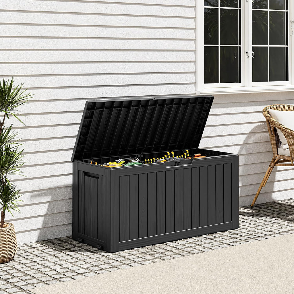 85 Gallon Black Resin Outdoor Storage Box