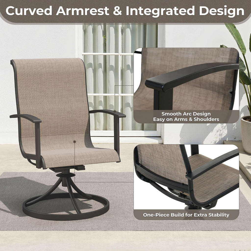 Mixed Coffee Swivel Patio Chairs Set of 4