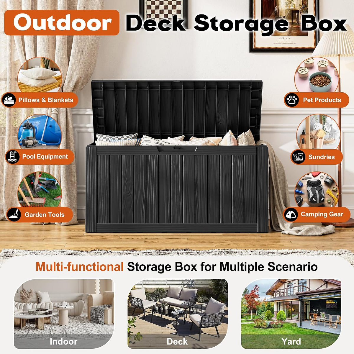 85 Gallon Black Resin Outdoor Storage Box