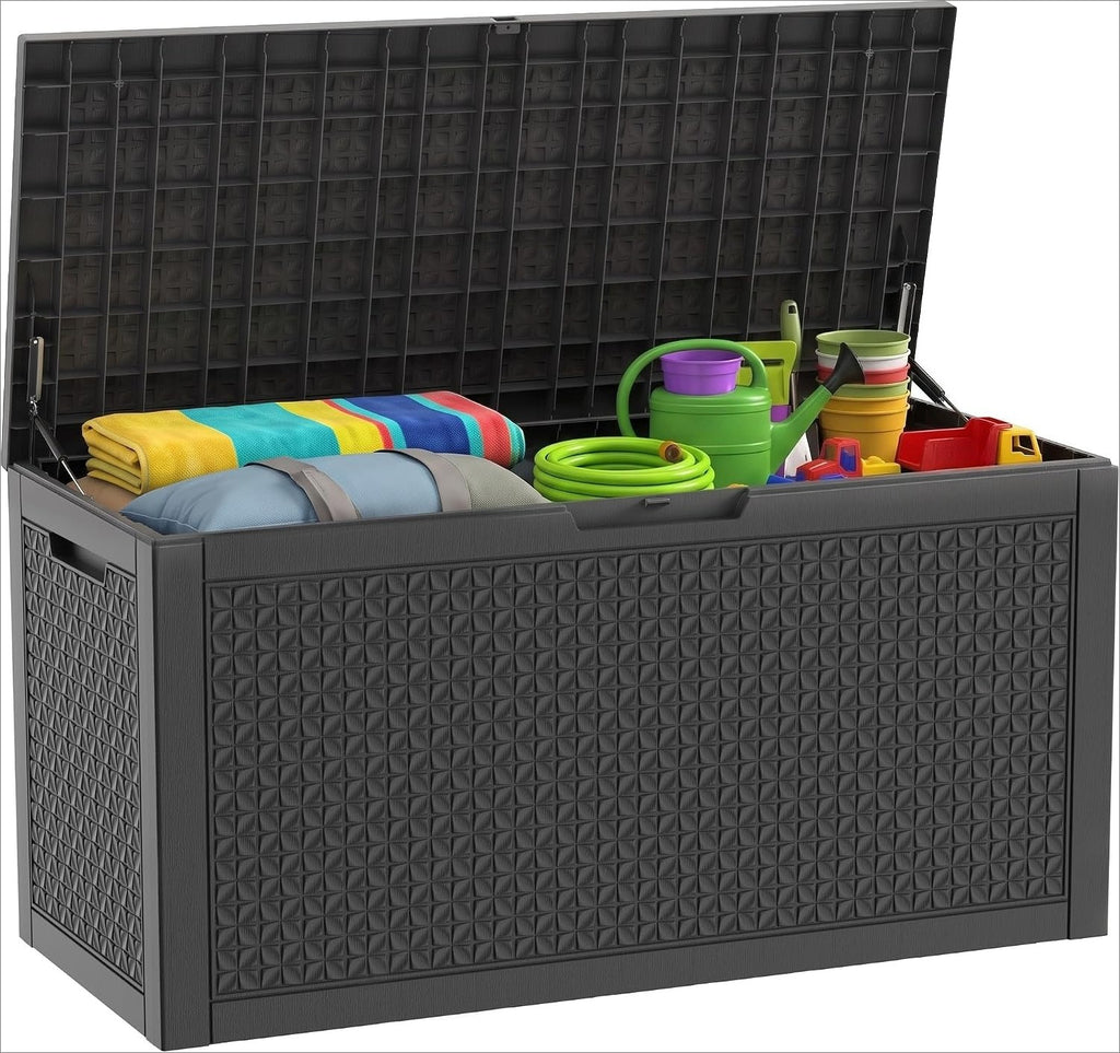 140 Gallon Black Outdoor Storage Box